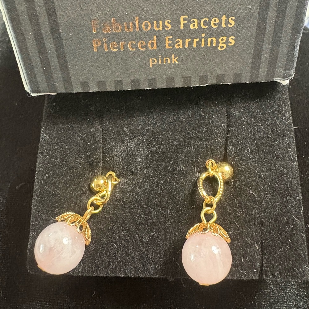 NIB Avon Pink and Gold Drop Earrings